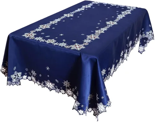 Vista 5 de Juego de 4 servilletas bordadas con copos de nieve para Navidad e invierno (doradas, servilletas de 12 x 12 pulgadas)