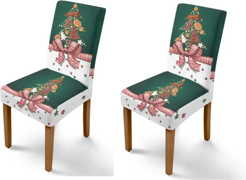 Vista 58 de Rnyleeg Fundas navideñas para sillas de comedor, fundas de asiento de comedor con estampado de campanas brillantes, juego de 1 funda suave y lavable