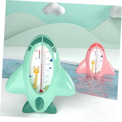 Vista 4 de Termómetro de baño en forma de avión de dibujos animados PP Material Monitor de temperatura del agua para bañera piscina y pecera seguro y suave