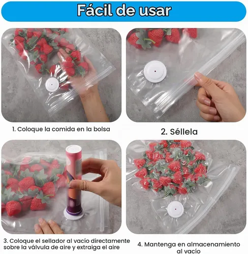 Vista 5 de 40 bolsas selladoras al vacío para alimentos con válvula de aire, bolsas reutilizables para Sous Vide (20 L+20 pequeñas)