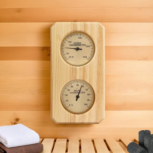 Vista 7 de Plus tard Termómetro e higrómetro de sauna Medidor vertical 2 en 1 Medición de humedad de temperatura interior para sala de sauna