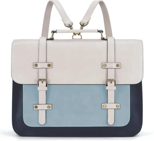 Vista 8 de ECOSUSI Bolsa de mensajero de cuero vegano para mujer, maletín de moda, bolso de mano para computadora