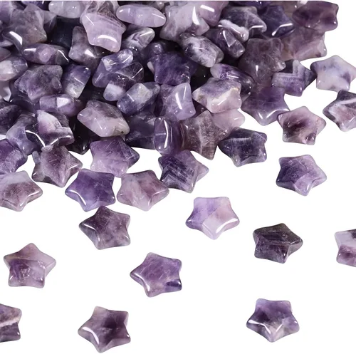 Vista 11 de Rockcloud Paquete de 10 piedras de bolsillo de cristal en forma de estrellas, piedras pulidas para la preocupación para la curación de reiki, yoga