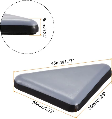 Vista 2 de uxcell 1.772 in x 1.378 in x 1.378 in triángulo PTFE muebles deslizantes, adhesivo autoadhesivo para pisos de madera, azulejos de cerámica