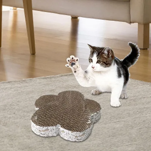 Vista 4 de er Cartón ES Mat Sofá corrugado Scratch Pad Nido para garras Cuidado Muebles Protector Accesorios para mascotas, Flor