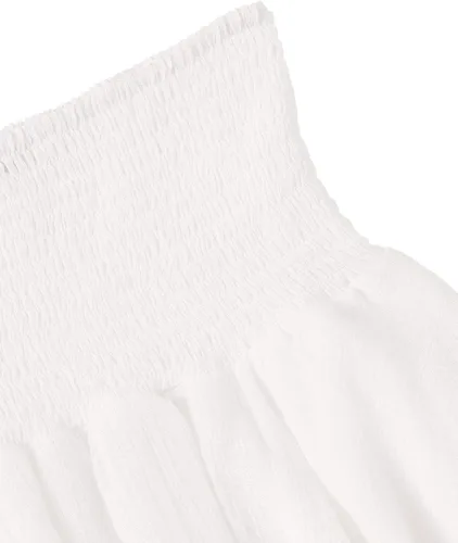 Vista 2 de SheIn - Minifalda drapeada con cintura alta, de capas, con dobladillo con volantes para mujer, acampanada, unicolor