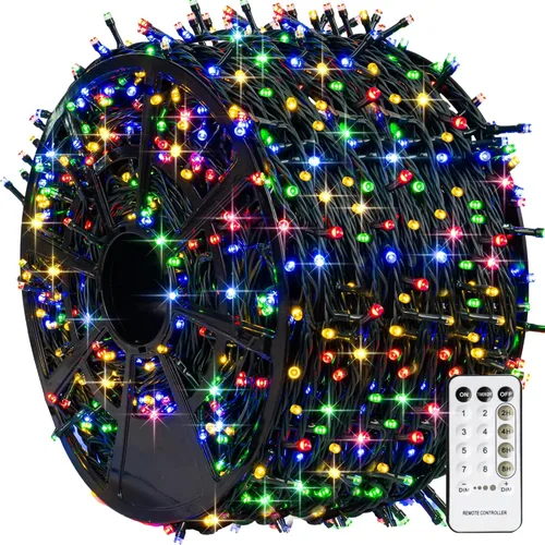Vista 38 de TW SHINE - Luces de Navidad que cambian de color, 200 luces LED RGB de 66 pies, luces de Halloween para exteriores con control remoto, impermeables
