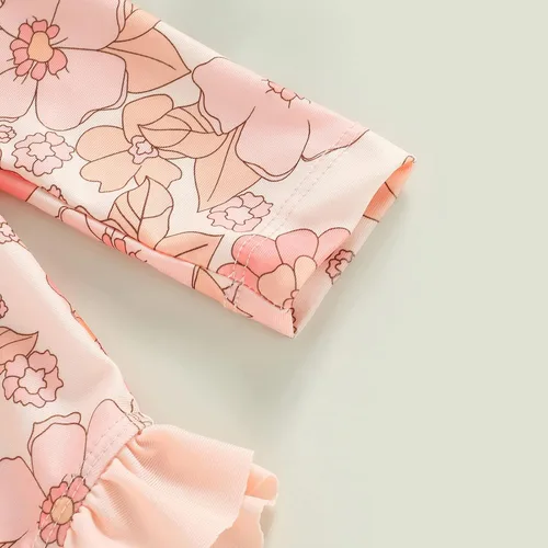 Vista 4 de MERSARIPHY Traje de baño de una pieza para niña pequeña, traje de baño de manga larga, traje de baño para niñas