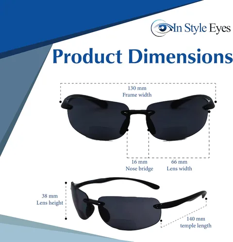 Vista 4 de In Style Eyes Lovin Maui - Lentes de sol de lectura bifocales envolventes, sin montura, protección UV, lente no polarizada, tortuga, 1.5x