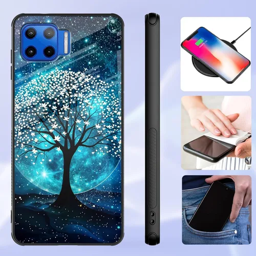 Vista 228 de Funda para Motorola Moto Edge 2022, cubierta trasera de vidrio templado con protector de pantalla, funda protectora a prueba de golpes para Motorola