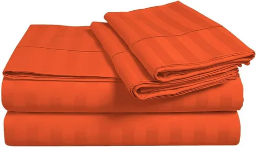 Vista 4 de Juego de sábanas y fundas de almohada de 6 piezas, 100% algodón, juego de sábanas de rayas de agua individual incluye 4 fundas de almohada, 1 sábana