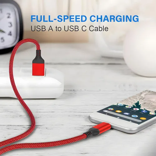 Vista 6 de AkoaDa Cable USB tipo C, paquete de 3 cables de carga rápida USB A a USB-C 3.1A de 10 pies para iPhone 17/16/16 Pro/16 Pro Max/15 Galaxy S25 FE S25