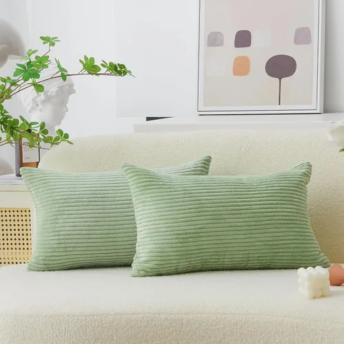 Vista 69 de Home Brilliant - Juego de 2 fundas de cojín decorativas de terciopelo a rayas, 16 x 16 pulgadas, para sillas y sofás, color verde salvia, verde