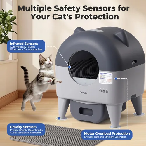 Vista 4 de Arenero Autolimpiante Automático Extra Grande: Autolimpiante para Gatos Múltiples - Controlado por Aplicación con Sensores Inteligentes - Sin Olor
