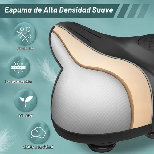 Vista 6 de Asiento de bicicleta de gran tamaño, cómodo sillín de bicicleta, diseño de ranura media, espuma viscoelástica de 2.95 pulgadas de grosor, ajuste Rojo