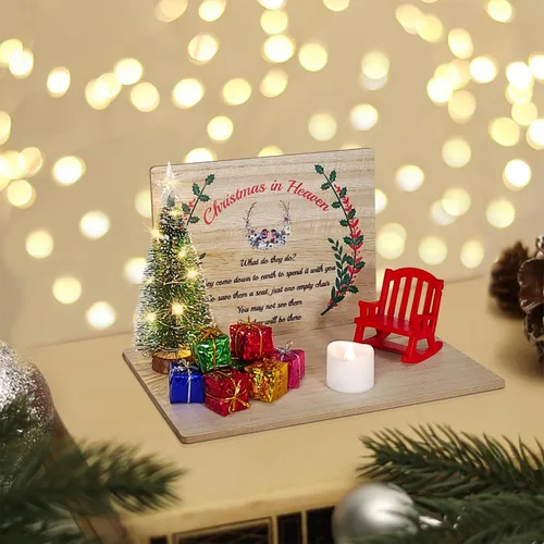 Vista 6 de Adorno de silla de Navidad en el cielo, adornos conmemorativos de Navidad con portavelas, silla de mecedora conmemorativa, regalo conmemorativo