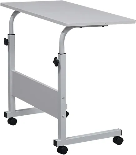 Vista 11 de Mesa auxiliar vintage en forma de C con ruedas para sofá, portátil, tableta, café, aperitivos (23.6 pulgadas, estilo 1, negro)