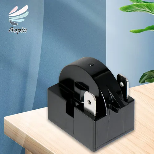 Vista 5 de Protector térmico de sobrecarga térmica de 2 pines 1/4 HP 180 W 12 ohmios + relé de arranque PTC, pieza de repuesto para refrigerador de automóvil