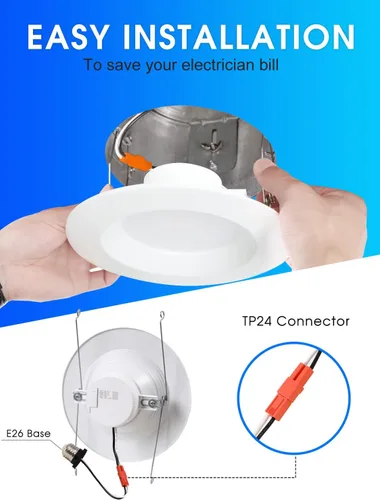 Vista 7 de Paquete de 2 luces LED empotrables 5CCT de 5/6 pulgadas, 2700 K/3000 K/4000 K/5000 K/6500 K, luces de lata regulables con borde de deflector