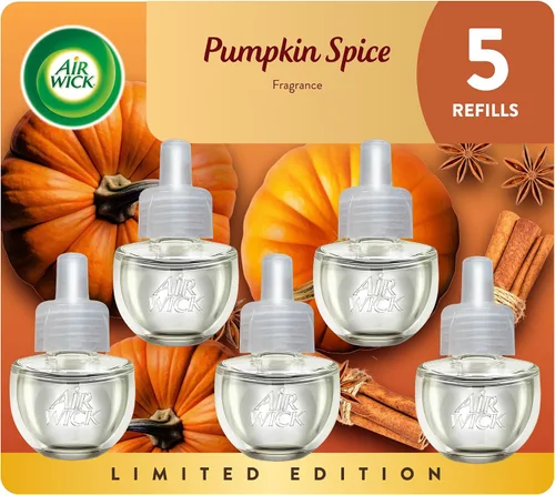 Vista 9 de Air Wick Repuesto de aceite perfumado enchufable, infundido con aceites esenciales, ambientadores de aire enchufables para el hogar, Pumpkin Spice