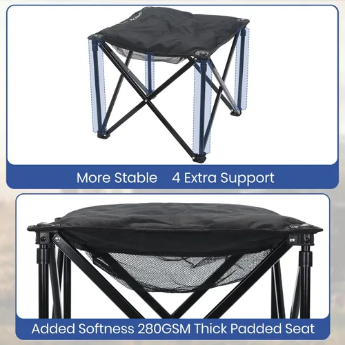 Vista 3 de Taburete acolchado para campamento, reposapiés de gran tamaño de 18 pulgadas, silla de campamento plegable para exteriores, silla otomana portátil