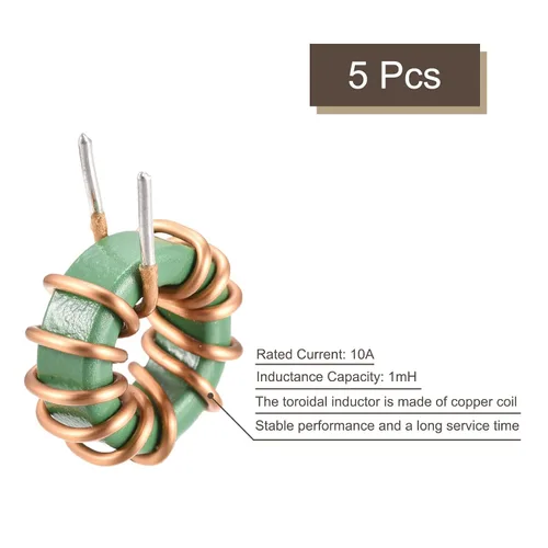Vista 3 de MECCANIXITY Inductor vertical de bobina de cobre de inductancia toroide 1mH 10A para placa de circuito DIY, paquete de 5 for DIY Circuit Board