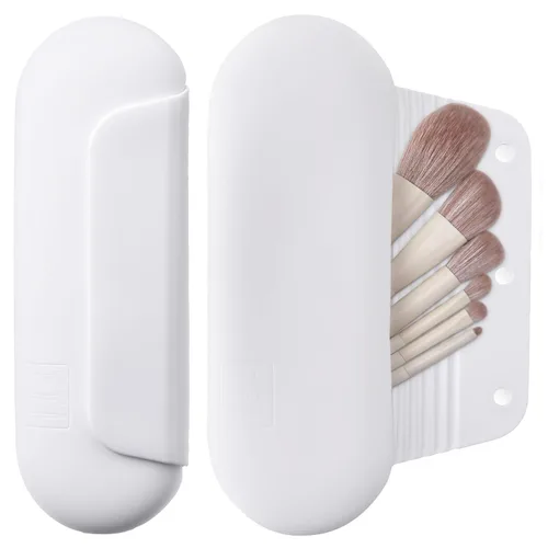 Vista 26 de AGIKET Soporte de silicona para brochas de maquillaje, bolsa de cosméticos de viaje: soporte suave y portátil para brochas cosméticas faciales