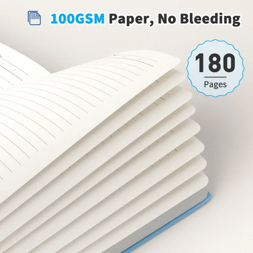 Vista 4 de Oucaru Cuaderno rayado, paquete de 8, 180 páginas, diarios A5 para escribir, papel grueso de 100 GSM, cuadernos pequeños diarios para mujeres