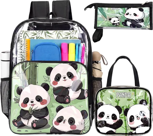 Vista 10 de Kacctyen Juego de mochila transparente resistente de 3 piezas, color negro