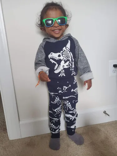 Vista 3 de Conjunto de sudadera con capucha de manga larga con capucha y pantalones de dinosaurio para bebés niños