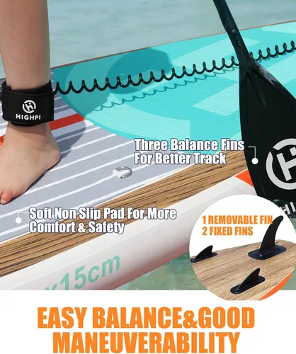 Vista 4 de Inflatable Stand Up Paddle Board for Youth and Adults – Wide Sup with Premium Accessories, Blow Up Paddleboard for Surfing, Fishing, Yoga & More