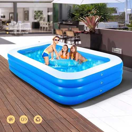 Vista 3 de con bomba inflable gratis, piscinas familiares de tamaño completo, piscina inflable para niños, adultos, niños pequeños a partir de 3 años, al aire