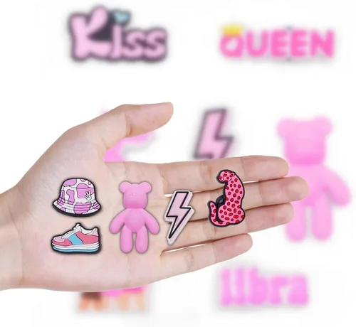 Vista 3 de Dijes para zapatos para niñas, bonitos dijes de diseñador, diamantes de imitación rosa para zapatos, dijes de burbujas para deslizar, perfectos