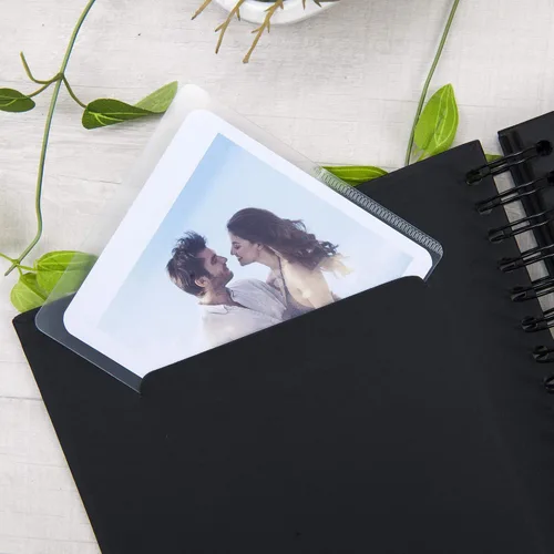 Vista 4 de Álbum de fotos pequeño DIY para manualidades de 8 x 8 pulgadas con foto de portada, 80 páginas, tapa dura, papel para manualidades, álbum de fotos