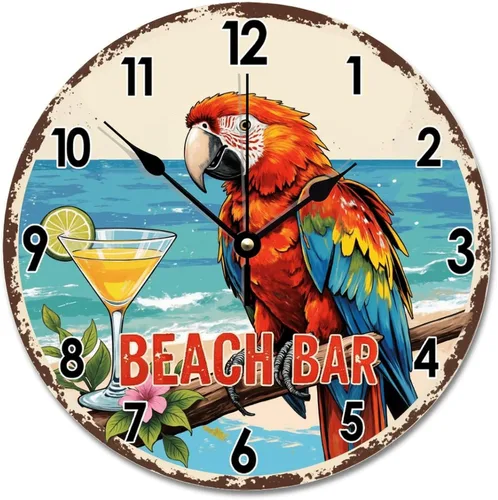 Vista 12 de Reloj de pared Whatever Modern Wood Clock de 10 pulgadas, silencioso, sin tictac, funciona con pilas, para sala de estar, dormitorio, cocina, A