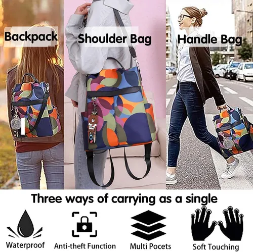 Vista 6 de Mochila para mujer, impermeable, antirrobo, bolsa de viaje, estiloA , L, Mochila