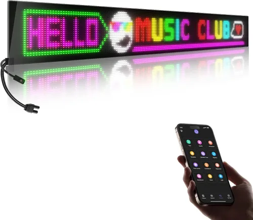 Vista 10 de Señal LED de desplazamiento de doble fila, panel de matriz LED flexible programable, control por aplicación Bluetooth, texto DIY, patrones