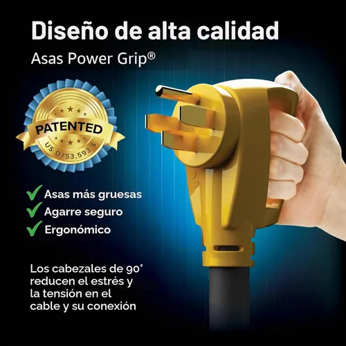 Vista 3 de Cable de alimentación eléctrica, de Camco, 55191, 25 pulgadas, de PowerGrip, con mango, 50 amperios