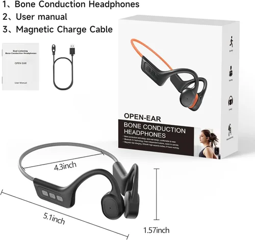 Vista 8 de Auriculares de conducción ósea, auriculares Bluetooth inalámbricos impermeables IPX7, auriculares de oreja abierta, micrófono integrado Bluetooth