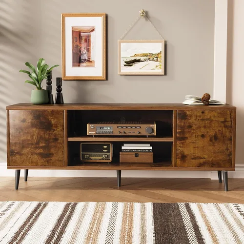 Vista 9 de JUMMICO Soporte de TV moderno Mid-Century con almacenamiento, 50 pulgadas Gris