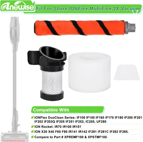 Vista 2 de Anewise Filtro de repuesto para aspiradora inalámbrica Shark ION Flex Duo Clean IF100 F80 UF280 IF200 IF201 IF202 IF203Q IF252 IF281 IF282, 2 HEPA +