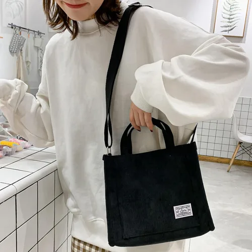 Vista 3 de Erhuoxz The Tote Bag - Bolso pequeño de pana para mujer, con accesorios de bricolaje, bolso cruzado de hombro, bolso Hobo