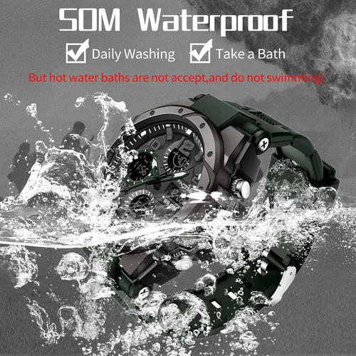 Vista 7 de findtime Relojes militares para hombre, reloj deportivo para hombre, táctico, resistente al agua, digital, deportivo, trabajo, analógico