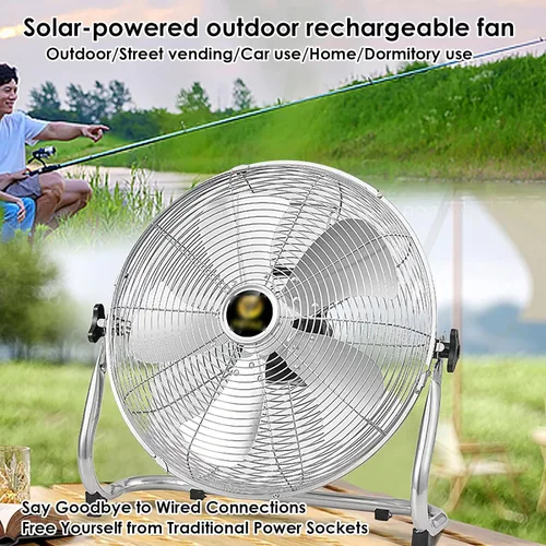 Vista 2 de Ventilador solar para exteriores, ventilador solar de piso portátil