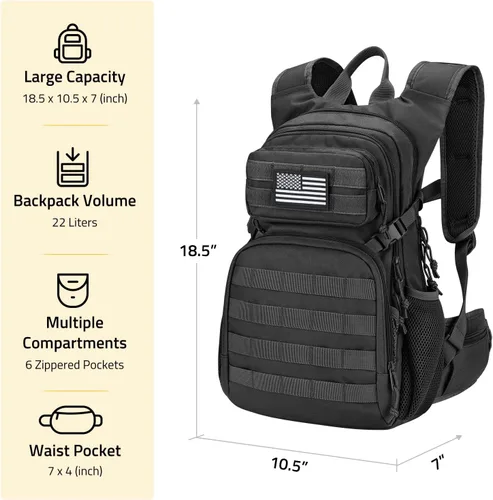 Vista 6 de CVLIFE Paquete de hidratación táctica de 3 litros, bolsa de agua ligera con vejiga para hombres y mujeres, mochila Molle resistente para senderismo