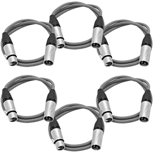 Vista 56 de SEISMIC AUDIO - SAXLX-2 - Paquete de 6 cables de conexión XLR macho a XLR hembra de 2 pies - Equilibrados - Cables de conexión de 2 pies