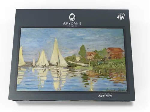 Vista 4 de MyPuzzle Claude Monets Regattas At Argenteuil 1872 - Rompecabezas prémium de 100 piezas para adultos