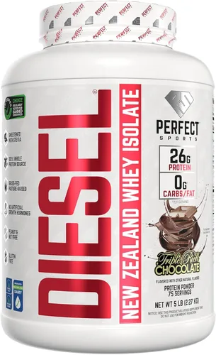 Vista 20 de PERFECT SPORTS Diesel 100% aislado de proteína de suero de Nueva Zelanda Endulzado con stevia, sin ingredientes artificiales, apto para dieta keto