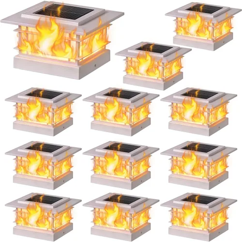 Vista 18 de Dynaming Luces solares de 4 x 4 para exteriores con 2 modos de color, luces solares para poste de valla, carcasa negra para postes de vinilo/madera