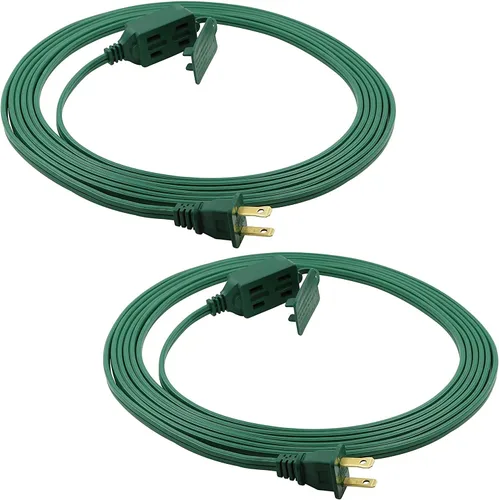 Vista 11 de Clear Power DCIC-00352P-DC - Paquete de 2 cables de extensión para interiores de 6 pies y 3 tomas, 16/2 SPT-2, marrón, enchufe polarizado de 2